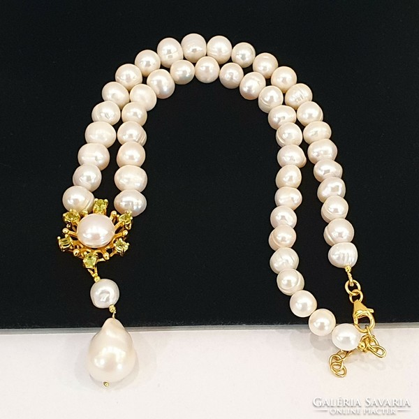925 Silver 14kt gold-plated true pearl necklace
