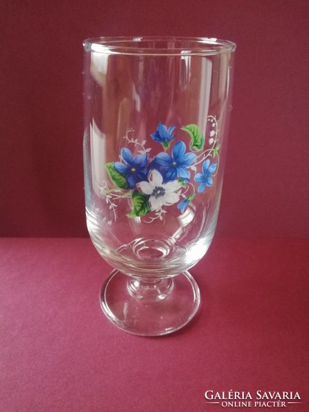 Salgótarjáni talpas virágmintás üveg pohár