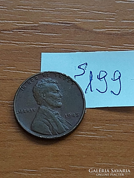 Usa 1 cent 1945 corn penny, lincoln, brass s199
