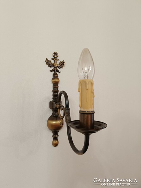 Antique 1 piece 1 arm patinated copper Flemish wall arm + 1 new decorative candle and 1 new candle bulb 244 8433