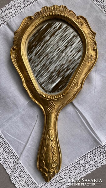 Gilded, baroque hand mirror