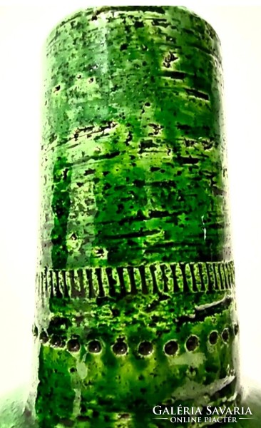 Green lacquered ceramic vase by Aldo Londi for Bitossi, 1970s