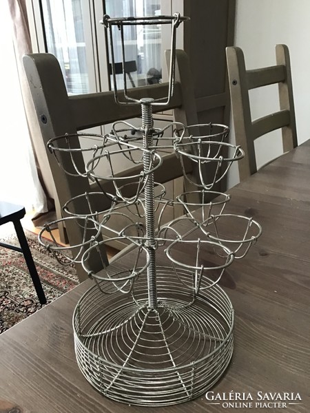 Old French bistro metal egg holder table stand