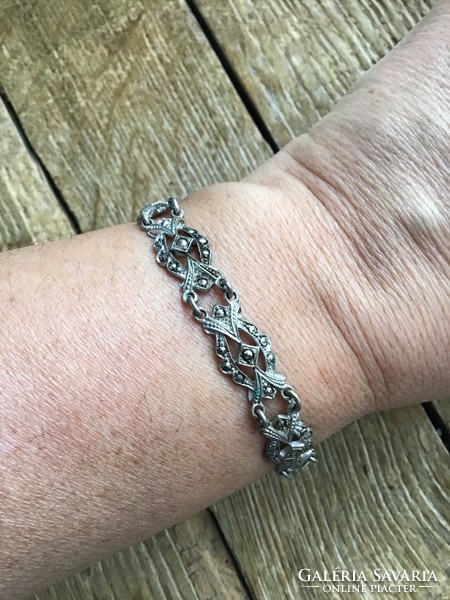Old silver bracelet with marcasite stones