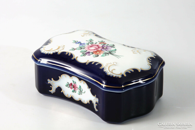 Raven House Bonbonnier 16x10x6cm | cobalt blue gilded floral baroque box