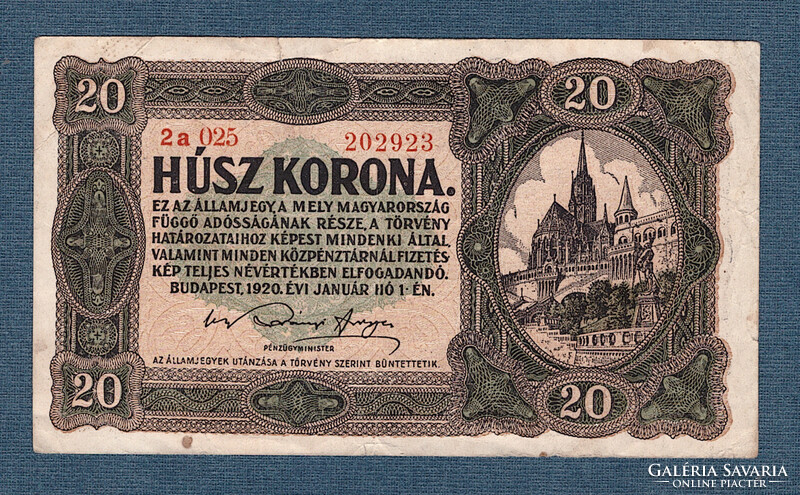 20 Korona 1920 dark base print