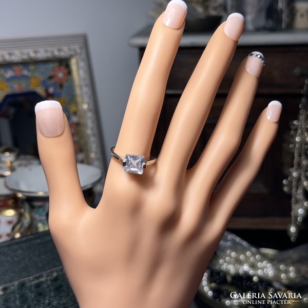 Mid-centiry gyűrű, hangulatos retro gyűrű, kristály ékszer, mérete 57 mm körméret