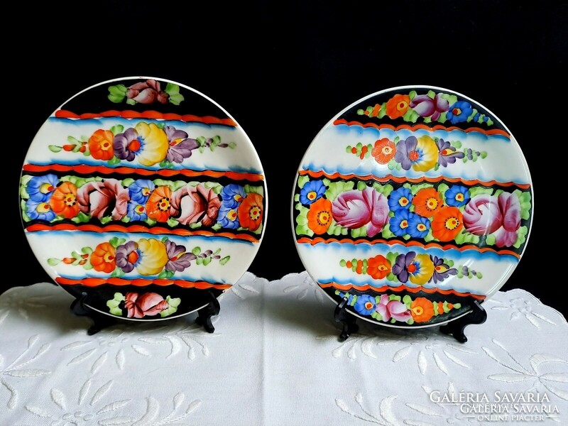 2 Pcs floral porcelain wall plate, wall plate ceramic kozlany 16 cm