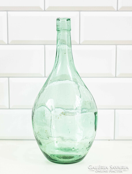 Régi kézműves üveg ballon - S betűvel jelzett palack - Salgótarján?