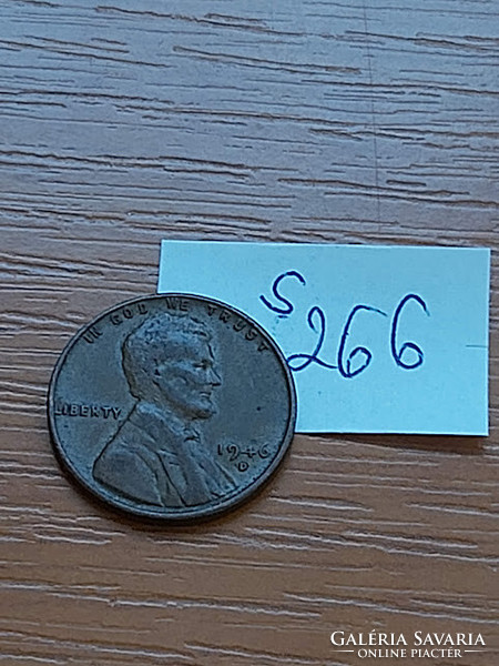 USA 1 CENT 1946  D Verdejel "D" - Denver, Kalászos penny, Lincoln,  Sárgaréz  S266
