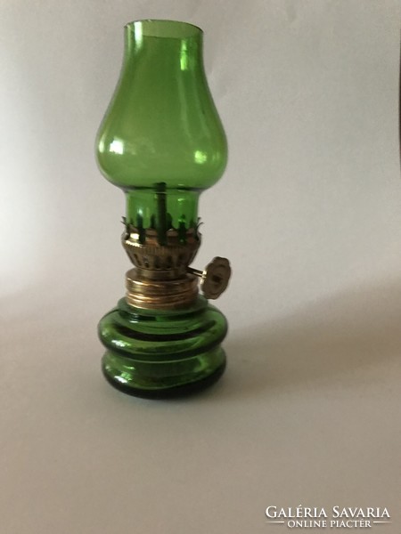 10 Cm high mini petroleum lamp green ornament