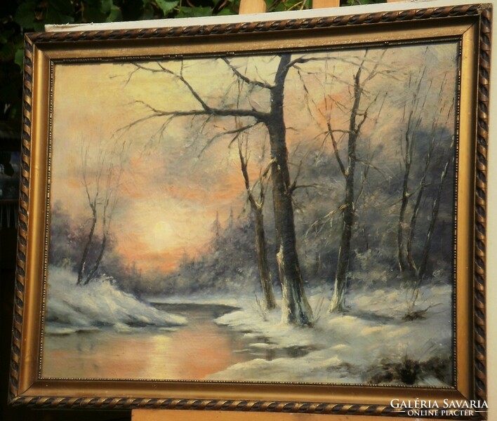 Ismeretlen festő (1900 körül) : Téli patakpart