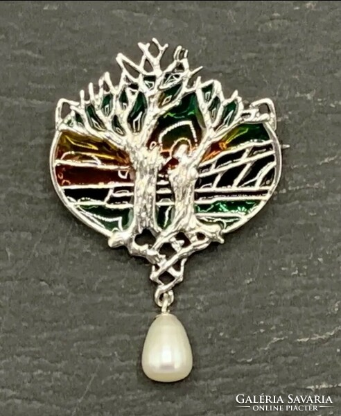 Tree of life pendant/brooch with fire enamel silver /925/ --new