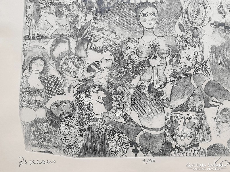 Lajos Kondor (Budapest, 1926 – Budapest, 2006): boccaccio, etching, 540 x 380 mm