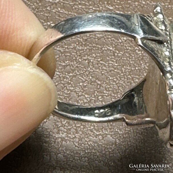 Antik ezüst gyűrű türkiz kővel, régi 925 ezüst ékszer, türkiz köves gyűrű mérete 54 mm körméret