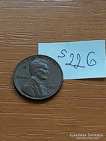 Usa 1 cent 1951 corn penny, lincoln, bronze s226