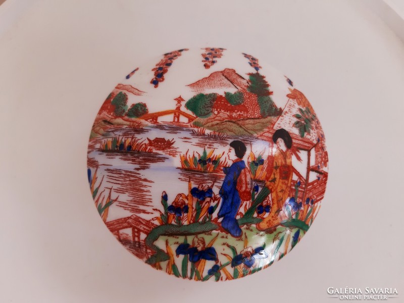 Antique Czech victoria porcelain bonbonnier with Japanese geisha pattern