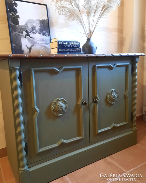 Painted olive green chest of drawers