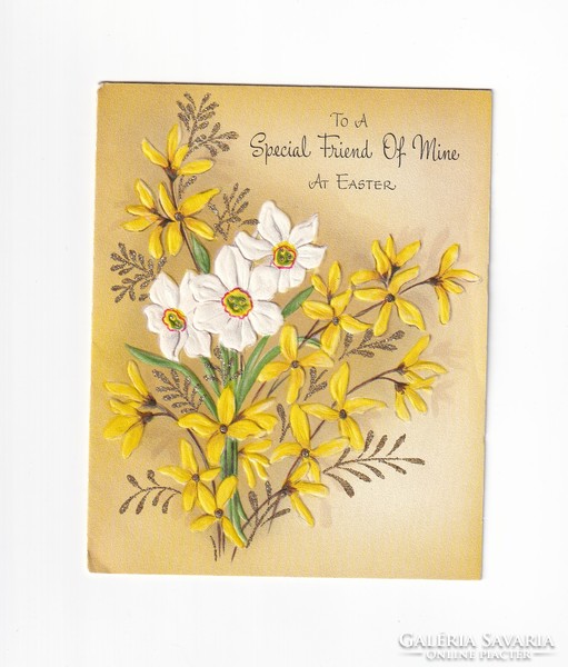 H:35 Gyönyörű dombornyomott Húsvéti boríték Üdvözlő képeslap, aranyozással díszített!
