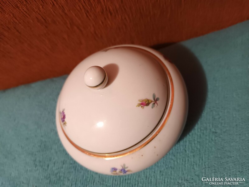 Kőbánya flower pattern porcelain bonbonier, sugar holder, marked.