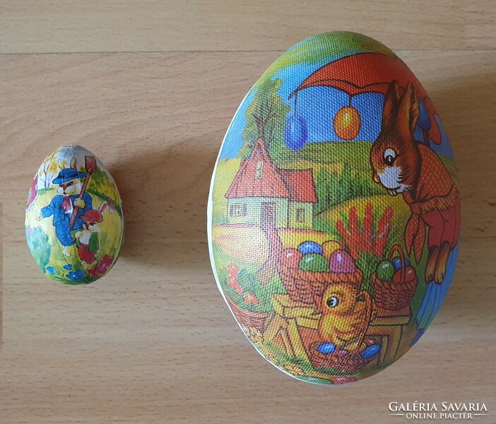 2 paper papier-mâché Easter eggs