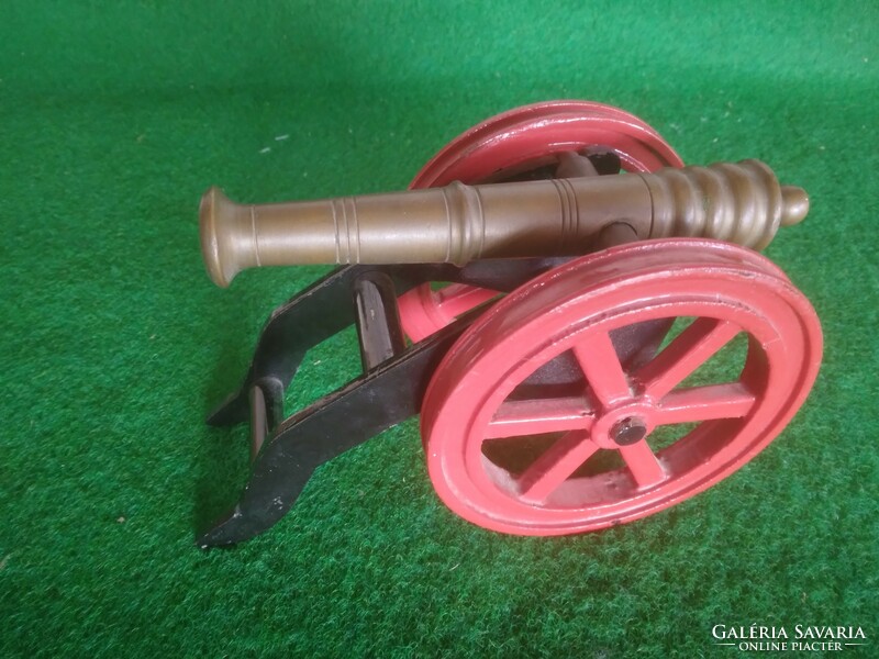 Antique copper cannon with wooden wheels!!