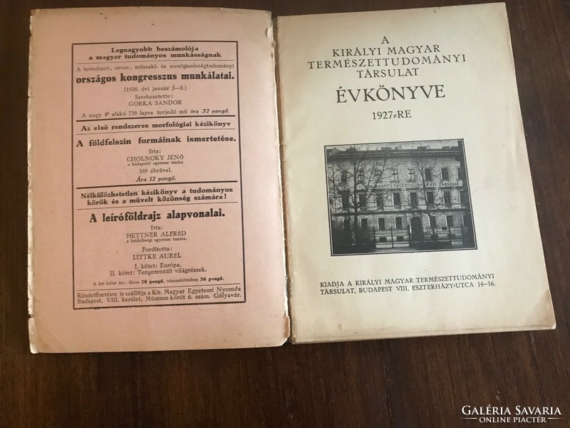 A királyi magyar természettudományi társulat Évkönyve 1927-re
