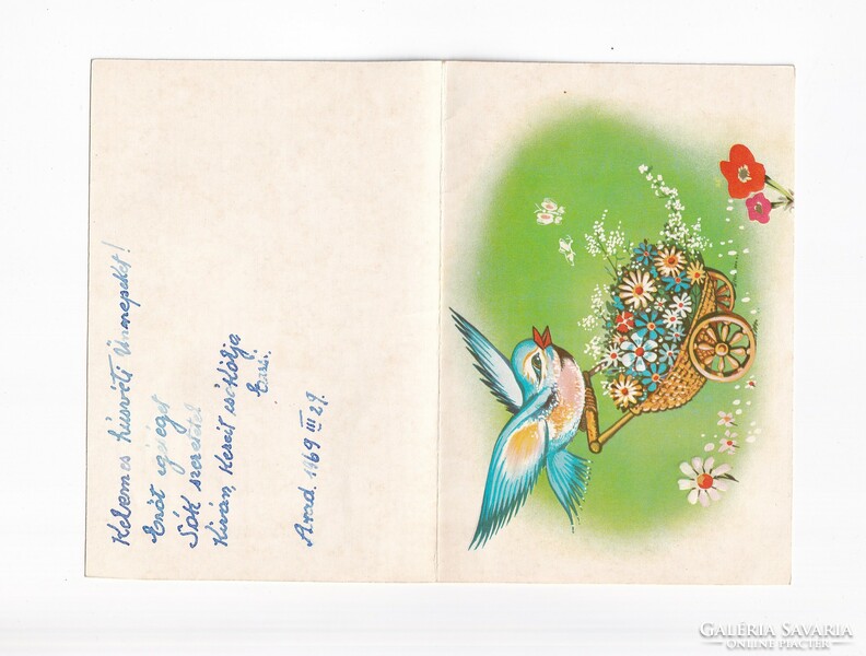 H:48 Húsvéti Üdvözlő képeslap aranyos kihajthatós