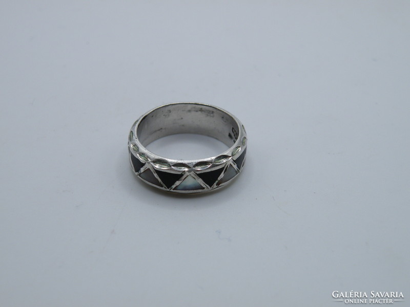 Uk0322 mother-of-pearl inlaid silver 925 ring size 60
