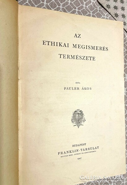 Pauler Ákos: Az ethikai megismerés természete - antikvár könyv