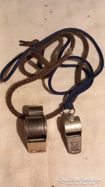 2 retro metal whistles