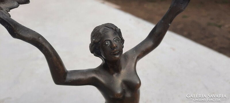 Antik Női akt bronzszobor lámpaalj