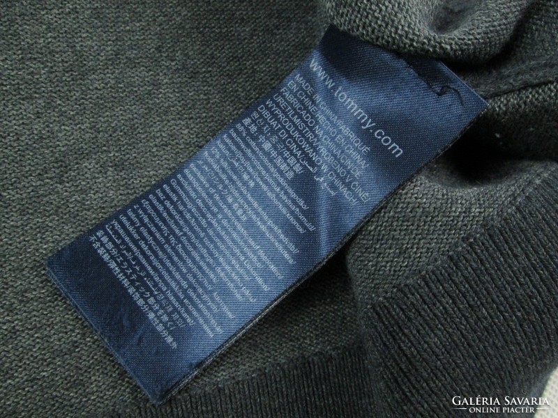 Original tommy hilfiger (2xl) elegant long sleeve men's dark gray sweater