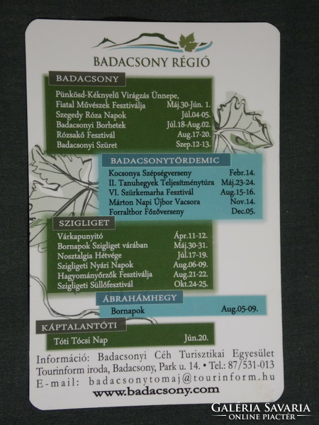 Kártyanaptár, Badacsony régió,fesztivál rendezvények, Szigliget, Káptalantóti,Ábrahámheg,  2009, (6)