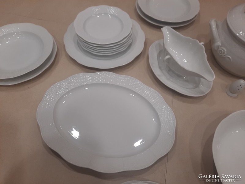 6 Personal white Herend porcelain tableware
