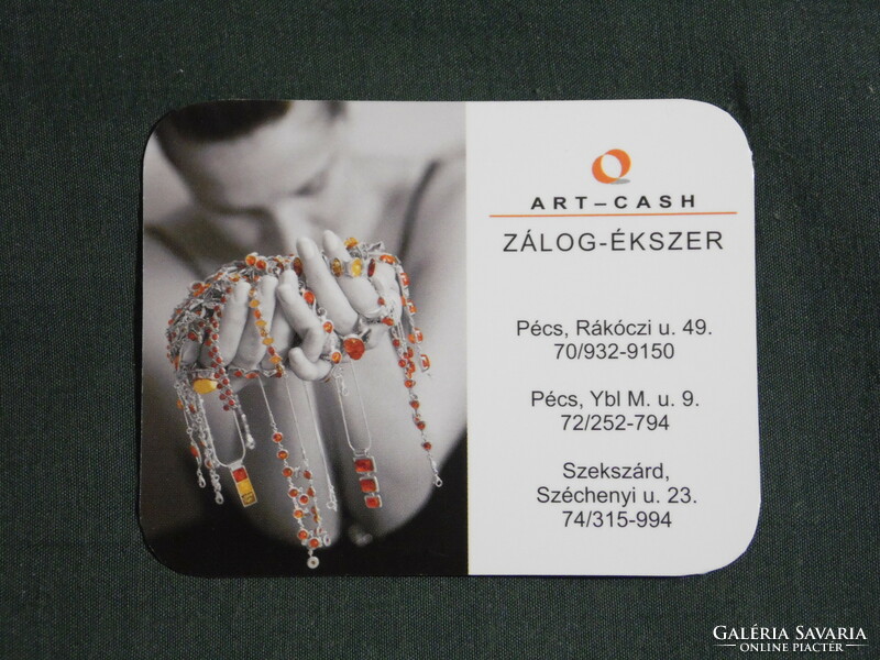 Card calendar, small size, art cash pledge jewelry store, necklace, female model, Pécs, 2009, (6)
