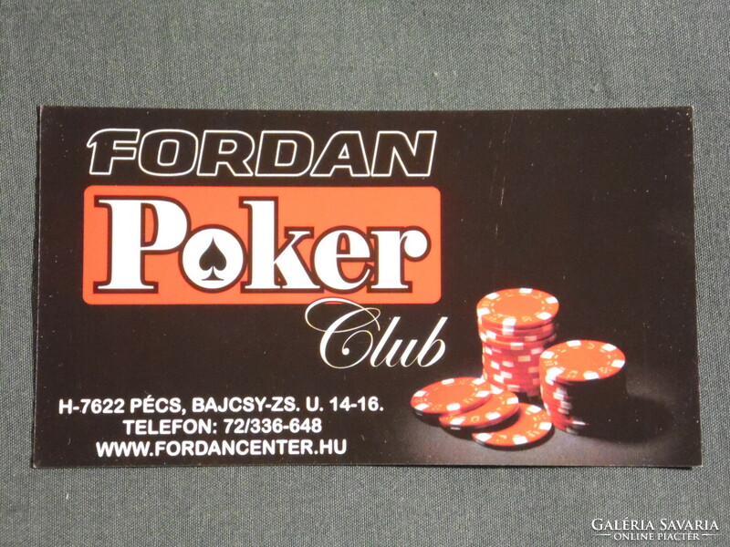 Card calendar, small size, fordan poker club, Pécs, 2009, (6)