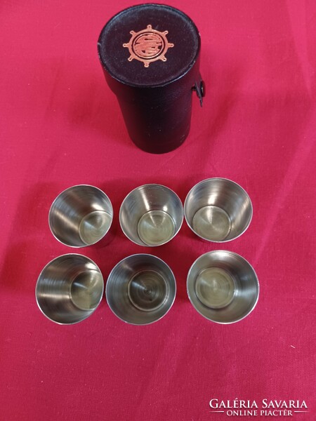 Cup with leather case./ Ganz/ 6 pcs.