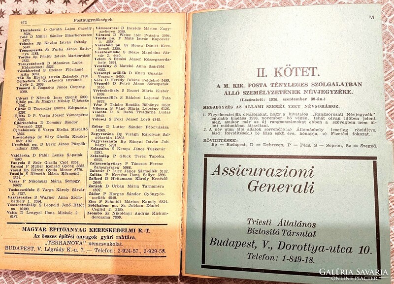 Dr. Kovács József: Postás szaknaptár 1937. I-II. kötet - antikvár könyv