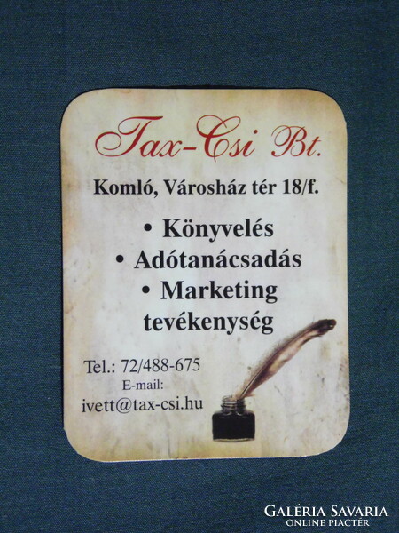 Kártyanaptár, kisebb méret, Tax-Csi Bt. , könyvelő iroda , Komló,  2009, (6)