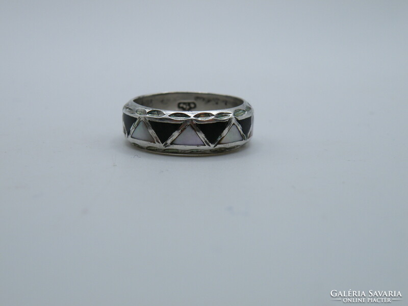 UK0322 Gyöngyház berakásos ezüst 925 gyűrű méret 60
