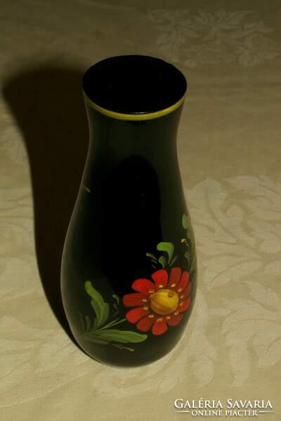 Glass vase retro dark purple shade colorful hand painted 14x6 cm