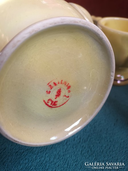 Porcelán lüszter mázas teázó szett, XX.szd., jelzett