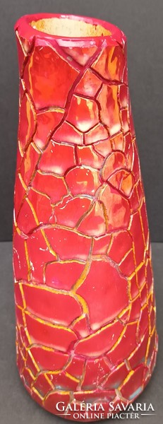 Zsolnay cracked-ox blood glaze vase