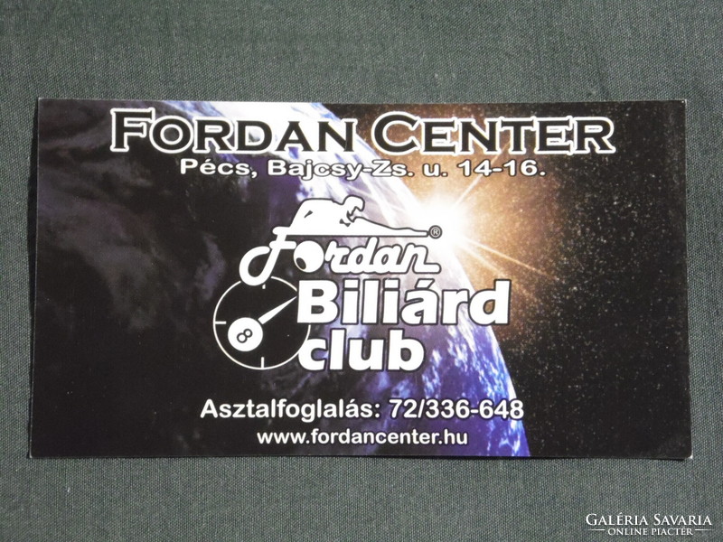 Kártyanaptár,kis méret, Fordan Center, biliárd Club, Pécs,  2009, (6)