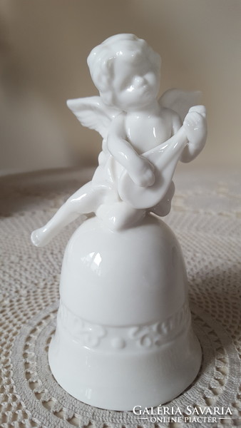 Hófehér angyalkás porcelán csengő,harang