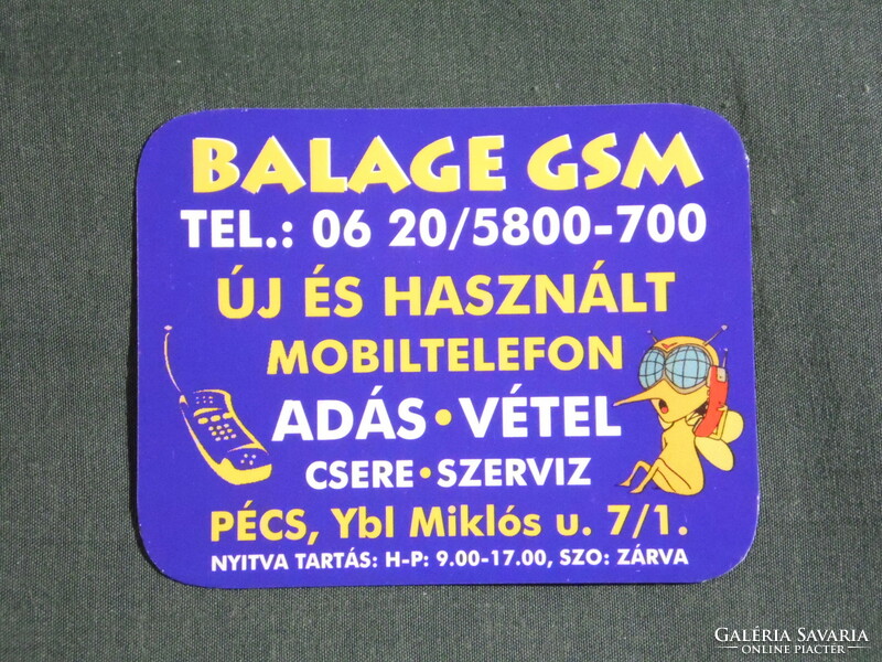 Kártyanaptár, kis méret, Balage GSM mobiltelefon üzlet ,szerviz, Pécs,  2009, (6)