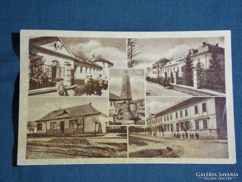 Postcard, Jánoshalma mosaic details, folk shop, vocational school, monastery, monument