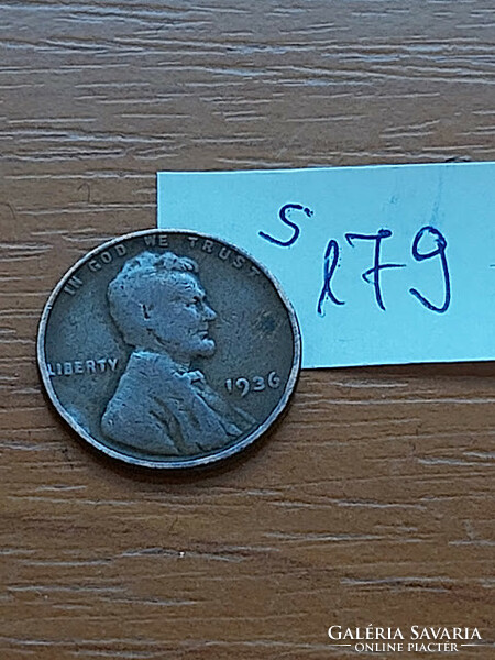 Usa 1 cent 1936 corn penny, lincoln, bronze s179