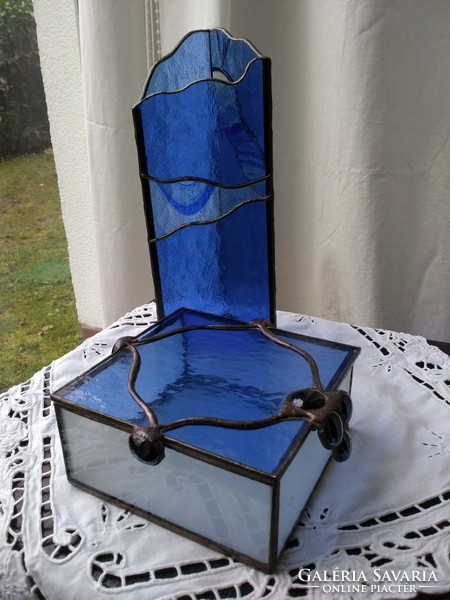 Tiffany glass technical jewelry holder and vase or candle holder